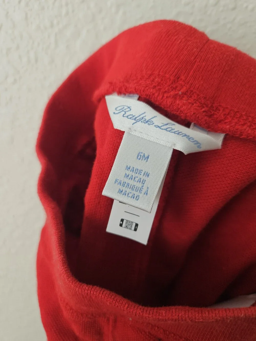 ralph lauren baby knit 100% cotton red shorts, 6 months